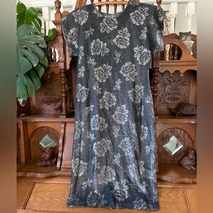 Vintage 80s Floral Mesh Shinmery Women's Midi Dress Size Small